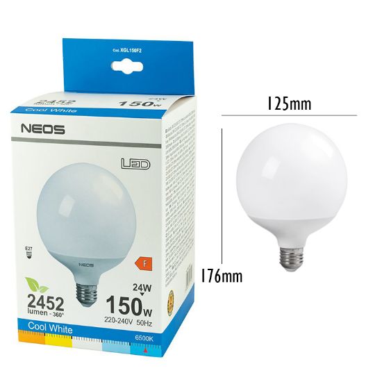 Picture of LAMPADINE LED E27 24W GLOBO LUCE FREDDA 1pz 6500K - NEOS NOVALINE