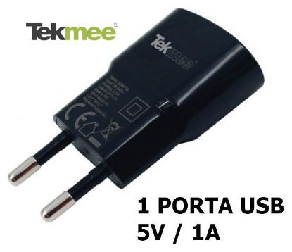 Immagine di PRESA ALIMENTAZIONE DA MURO USB 1 PLUG 1pz NERO TEKMEE