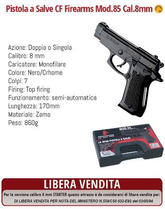 Immagine di PISTOLA A SALVE PISTOL 8mm BLACK 1pz DEFENCE SYSTEM