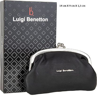 Immagine di PORTAFOGLIO PORTAMONETE 3091 NERO 1pz VERA PELLE BENETTON