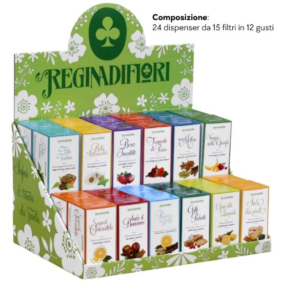 Immagine di REGINADIFIORI TISANE 360pz 3gr. ASSORTITI + EXPO DA BANCO