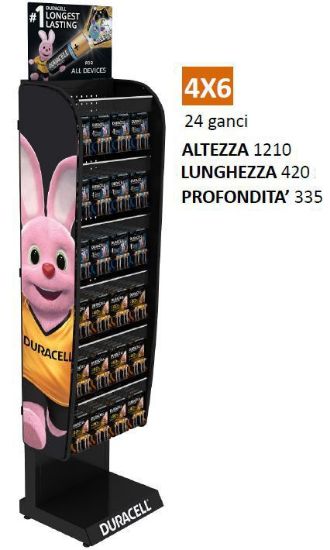 Immagine di ESPOSITORE BATTERIE DA TERRA 4colonne x 6ganci DURACELL (acquistando 850euro)