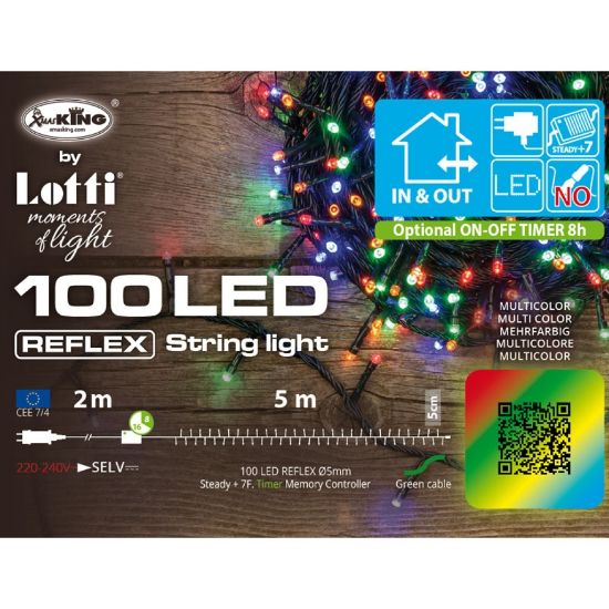 Immagine di LUMINARIA LED 100L 5+2mt MULTICOLOR 8GIOCHI x ESTERNO VERDE