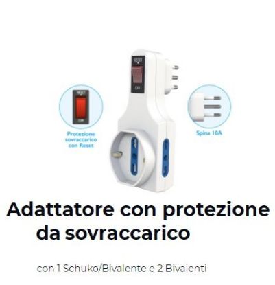 Immagine di PRESA ADATTATORE 2 PRESE 16A/10 + T SCHUKO CON IND. PROTEZIONE - NOVALINE