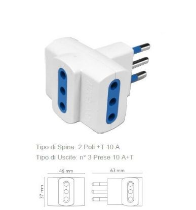 Immagine di PRESA ADATTATORE 3 PRESE 10A a SPINA 10A - NOVALINE