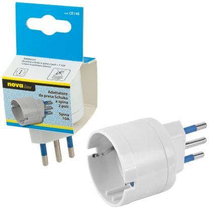 Immagine di PRESA ADATTATORE da SCHUKO a SPINA 2poli+T10A BLISTERATO NOVALINE