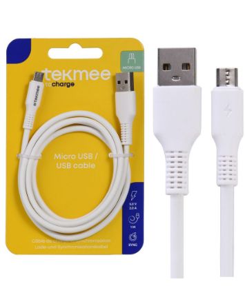 Immagine di CAVETTO USB MICRO PER ANDROID BIANCO 1pz 1mt BLISTER - TEKMEE