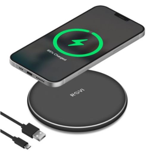 Picture of CARICABATTERIE WIRELESS CHARGER 10w WXC-01 1pz NERO BLISTER - ROVI