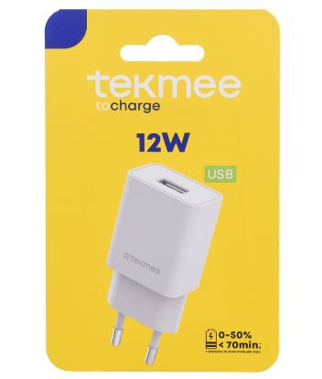 Immagine di PRESA ALIMENTAZIONE DA MURO USB PLUG 2A BIANCO 1pz BLISTER - TEKMEE