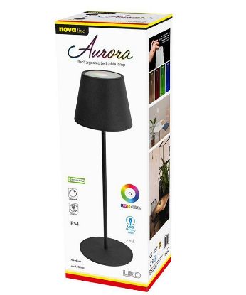 Immagine di LAMPADA LED DA TAVOLO AURORA RICARICABILE RGB NERO - NOVALINE