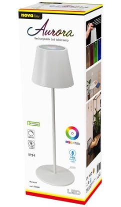 Immagine di LAMPADA LED DA TAVOLO AURORA RICARICABILE RGB BIANCO - NOVALINE