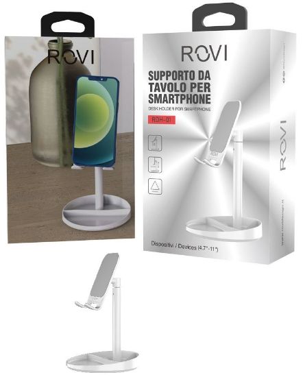 Immagine di SUPPORTO DA TAVOLO CELLULARE RDH-01 1pz BIANCO - ROVI