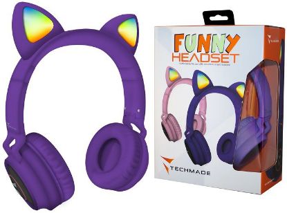 Immagine di AURICOLARI CUFFIE WIRELESS CON MICROFONO PURPLE 1pz CON MICROFONO