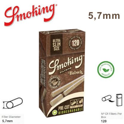 Immagine di FILTRI SMOKING ULTRA SLIM 5,7mm BROWN 20x120pz BASTONCINO (Acc. 8,64)-C00010007