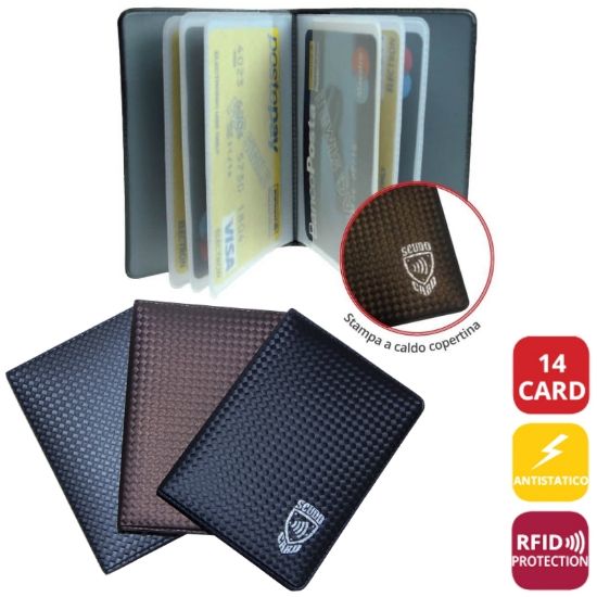 Picture of PORTA CARDS SCUDO MORBIDO 12pz 14T PLURICARD CARBON ALPLAST