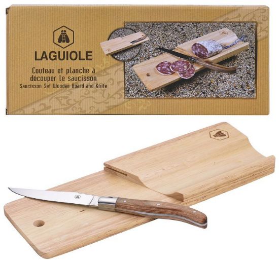 Immagine di LAGUIOLE COLTELLI SET SALAME COLTELLO E TAGLIERE DI LEGNO