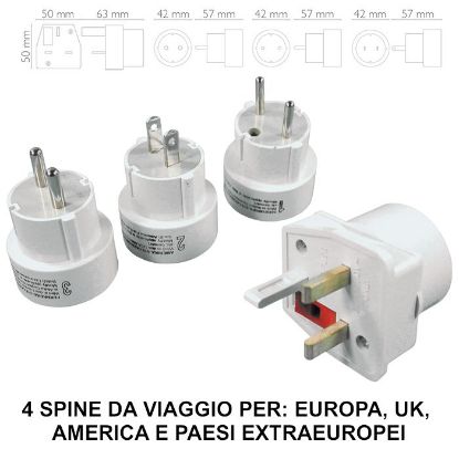 Immagine di PRESA ADATTATORE DA VIAGGIO UNIVERSALE 1x4pz EU/UK/USA/AUS BLISTER