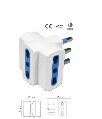 Immagine di PRESA ADATTATORE 3 PRESE bival.10/16A a SPINA 16A - NOVALINE - CE17B