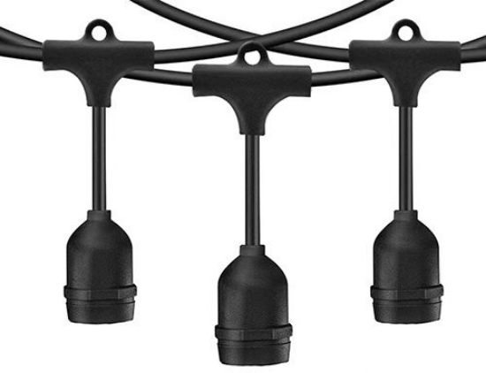 Immagine di KIT LUMINARIA 10 METRI + 10 PORTALAMPADA NERO PROT. FUSIBILE 10A