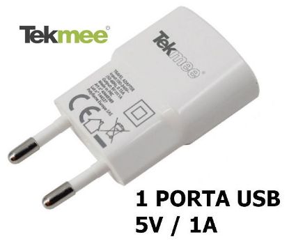 Immagine di PRESA ALIMENTAZIONE DA MURO USB 1 PLUG 1pz BIANCO TEKMEE