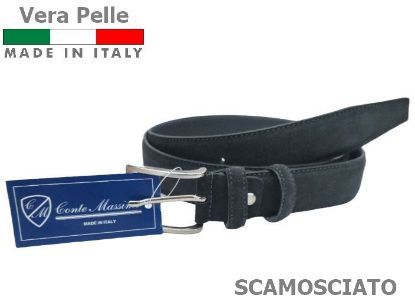 Immagine di CINTURA UOMO CONTE MASSIMO BLU H.3,5cm 1pz  SCAMOSCIATO SCATOLA REGALO