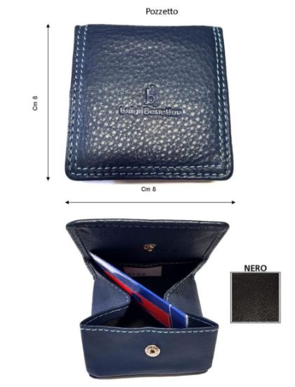 Portamonete In Vera Pelle Nera Coveri Tacco | Unisex Con Tasche Per Banconote E Monete