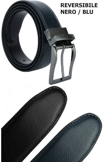 Picture of CINTURA UOMO BIAGIOTTI NERO/BLU H.3,5cm 1pz REVERSIBILE - SCATOLA REGALO
