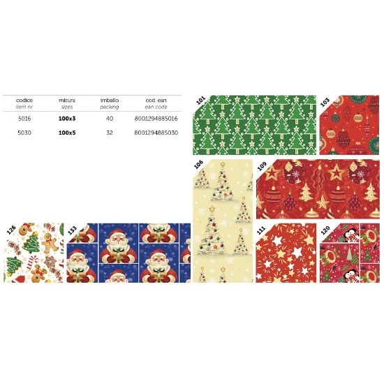 Immagine di CARTA REGALO ROTOLO 100x5mt 32pz NATALE DESIGN