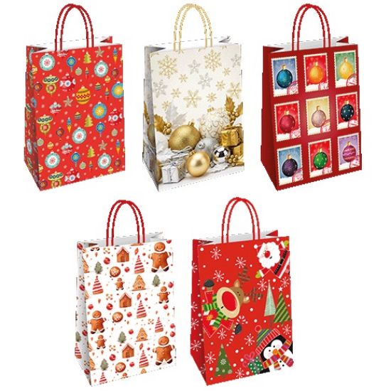 Immagine di SACCHETTI SHOPPER NATALE CARTA FLORIO 23x10x29cm 25pz ASS. NATALE 2