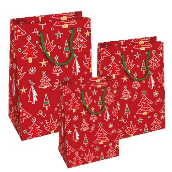 Immagine di SACCHETTI SHOPPER DECOR 25x12x35cm 10pz ABETE NATALE