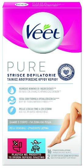 Immagine di DEPILAZIONE VEET PURE IPOALL STRISCE CORPO x16