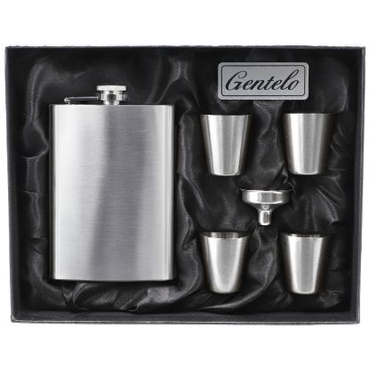 Immagine di FIASCHETTA SET REGALO fiaschetta da 8 OZ, 4 tazze (4 X 35 ML.) e un imbuto