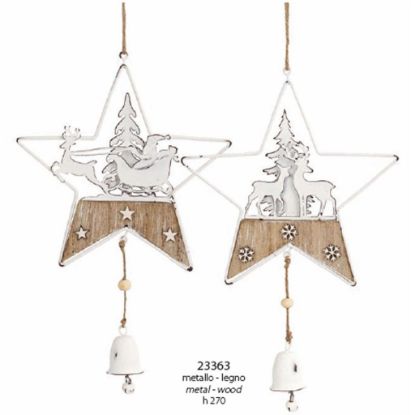 Immagine di DECORO STELLA DA APPENDERE RENNE CON CAMPANELLO