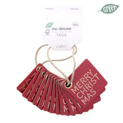 Immagine di DECORO MERRY XMAS 12pz   4X4cm BORDEAUX