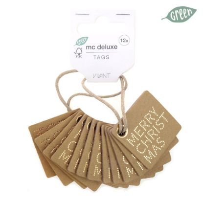 Immagine di DECORO MERRY XMAS 12pz   4X4cm AVANA