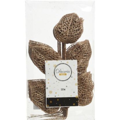 Immagine di DECORO 10pz H30cm FOGLIE NATURALI A RETE