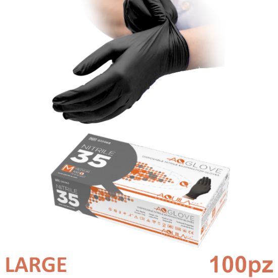 Picture of GUANTI NITRILE NERO 3,5gr Tg.XL EXTRALARGE 100pz - AQUILA senza polvere