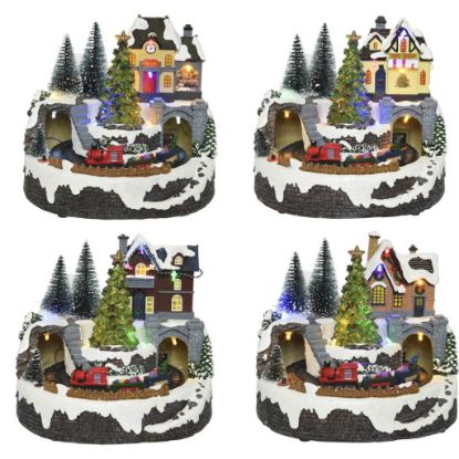 Immagine di SCENA PAESAGGIO LED TRENO H17,9cm ASS. MOVIMENTO