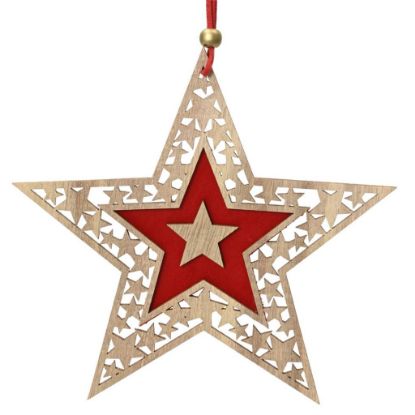 Immagine di STELLA LEGNO ORO ROSSA H18cm