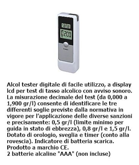 Immagine di ALCOL TESTER ETILICO SCREEN 1pz