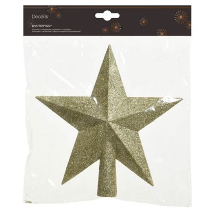 Immagine di DECORO PUNTALE STELLA PER ALBERO DIAM 19 GLITTER ORO