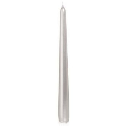 Immagine di CANDELA CONICA ARGENTO D25H250MM 12pz - NATALE