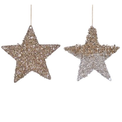 Immagine di STELLA IN METALLO D15cm PERLE ORO CHIARO