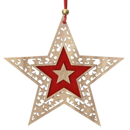 Immagine di STELLA LEGNO ORO ROSSA H14,5cm