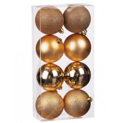 Immagine di SFERE 8pz D80mm FINITURE ASSORTITE ORO