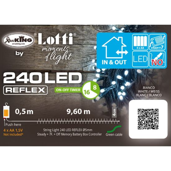 Immagine di LUMINARIA LED 240L FREDDO L9,6mt ESTERNO BATTERIA cavo verde