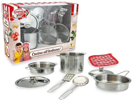 Immagine di GIOCHI GRANDE CHEF - SET PENTOLINE IN METALLO CON PRESINA