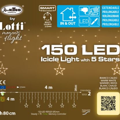 Immagine di LUMINARIA TENDA LED 150L 4mt CON STELLE CALDO ESTERNO