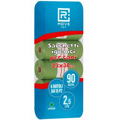 Picture of PET SACCHETTI 1pz x6 ROTOLINI da 15 SACCHETTI RICAMBIO VERDE