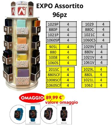 Immagine di PORTA CARDS EXPO AI ROLLER 96pz ALPLAST + OMAGGIO OROLOGIO SMARTH